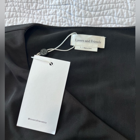 Lovers + friends Penelope black asymmetrical neck long sleeve dress NWT.  Small - Picture 13 of 14